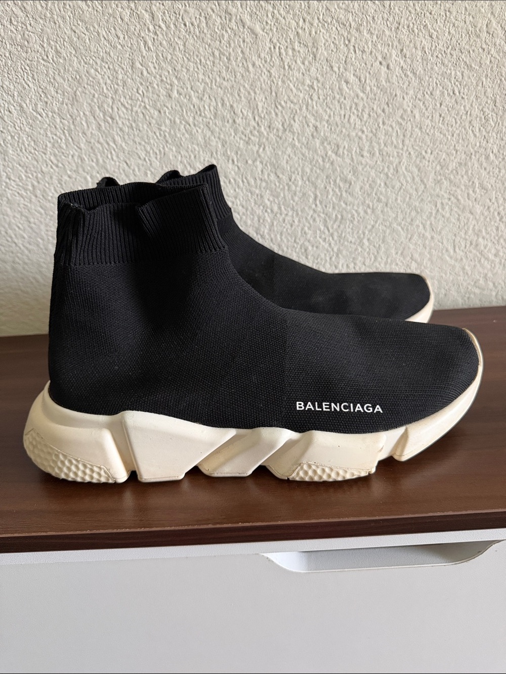 Balenciaga Black Knit Sock Sneakers with Cream Sole women’s 9-10?